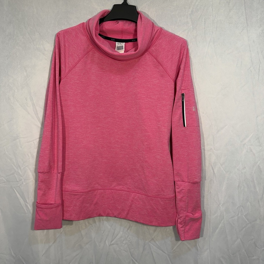 VSX Victoria's Secret Cowl Neck Pullover Sweatshirt Hot Pink Cinched Waist Sz SP